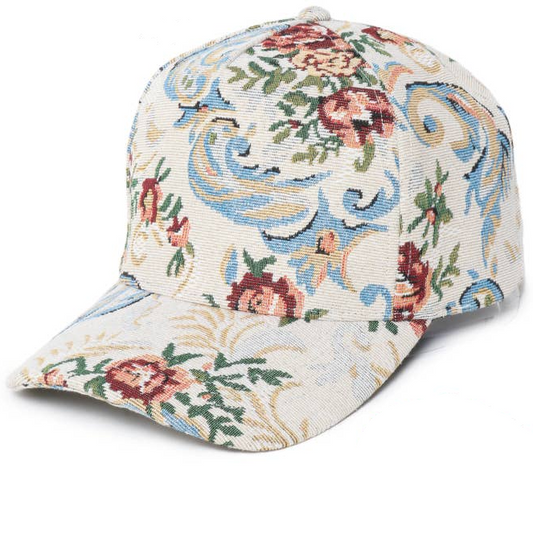 Floral Print in Brocade 5 Panel Baseball Cap