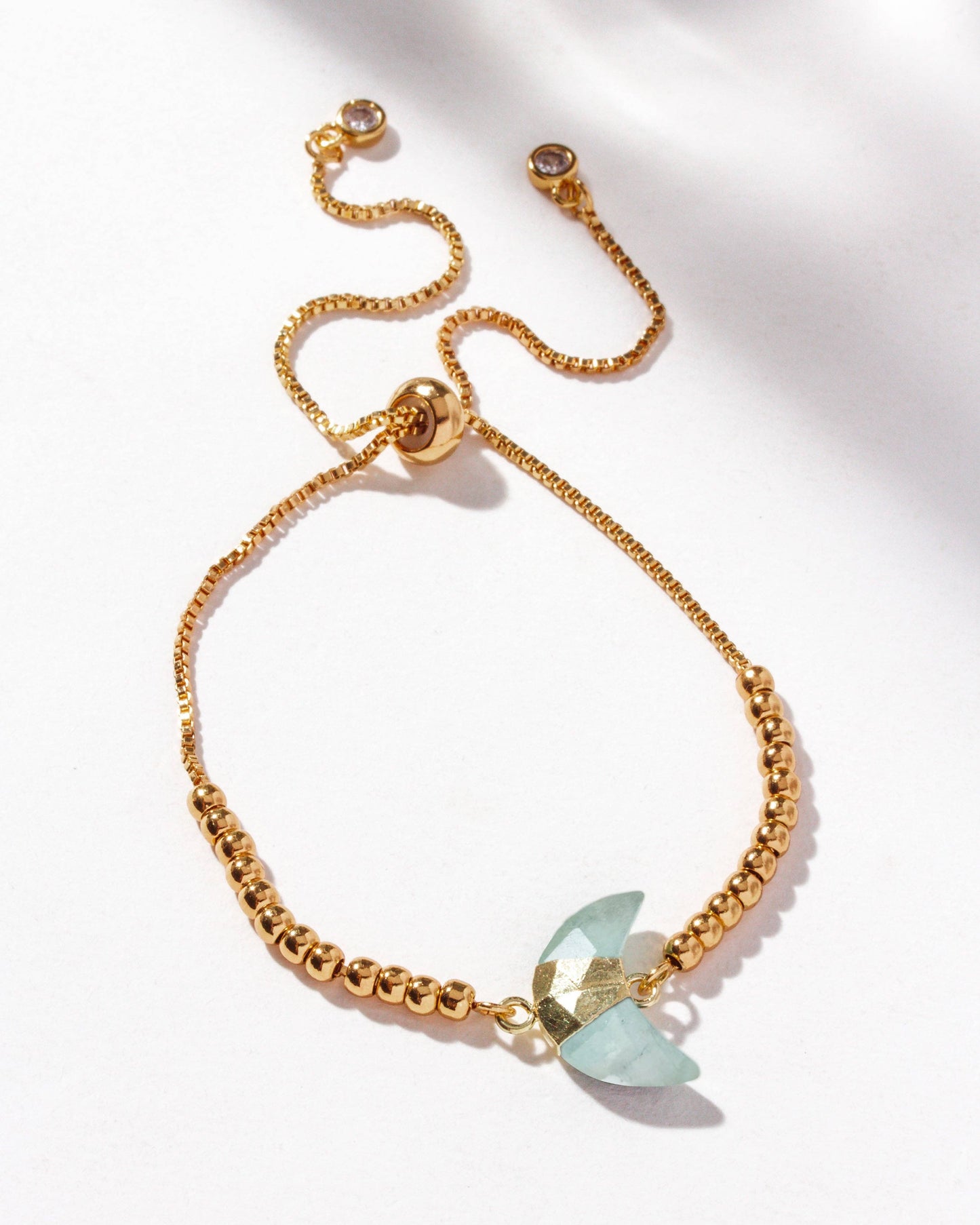Crescent Horn Adjustable Bracelet - Aquamarine
