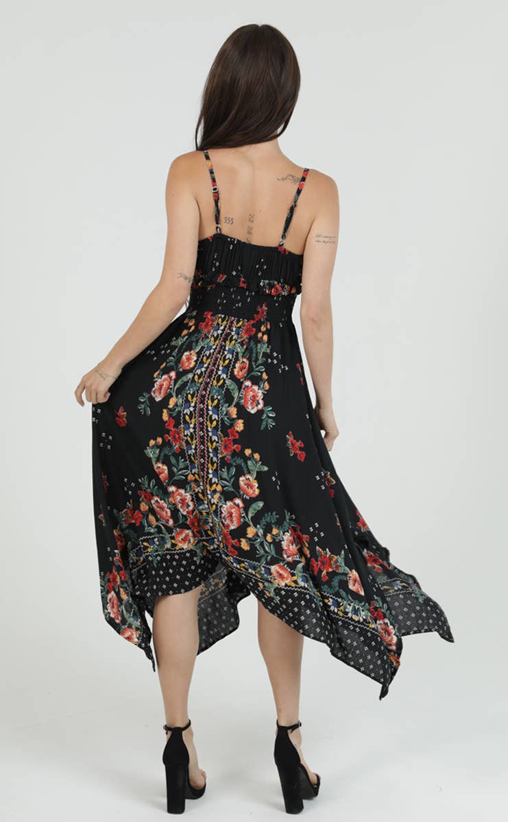 Smocked Waist Floral Maxi Dress
