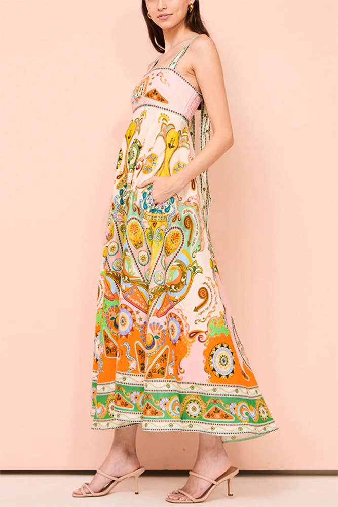 Summer Bohemia Printed Sleeveless Maxi Dress JRM070
