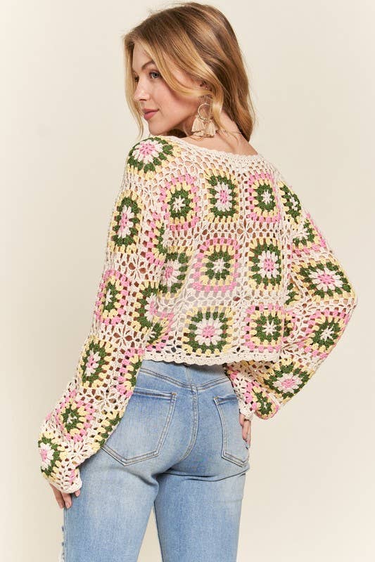 MULTI-COLOR LONG SLEEVE CROP TOP