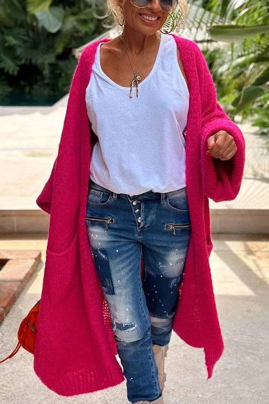 Love & Peace Exposed Seam Long Maxi Knit Cardigan