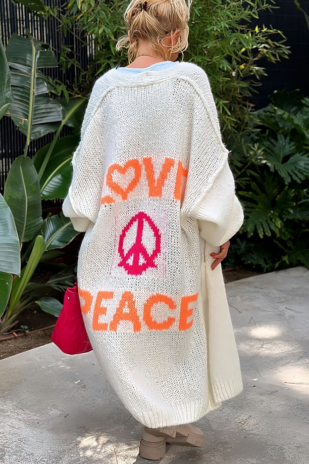 Love & Peace Exposed Seam Long Maxi Knit Cardigan