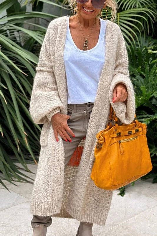 Love & Peace Exposed Seam Long Maxi Knit Cardigan