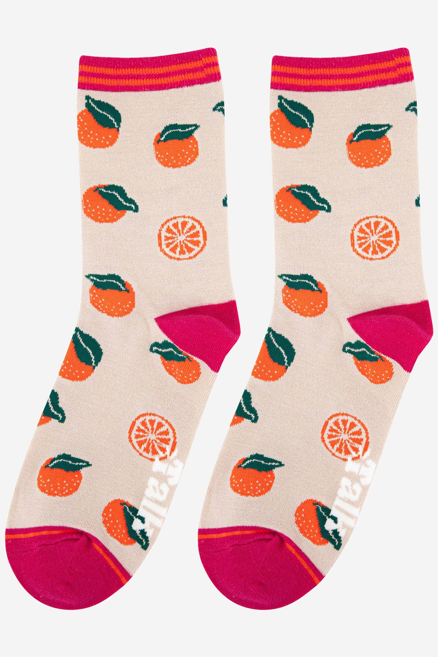 Women's Orange Fruit Bamboo Socks: UK 3-7 | EU 36-40