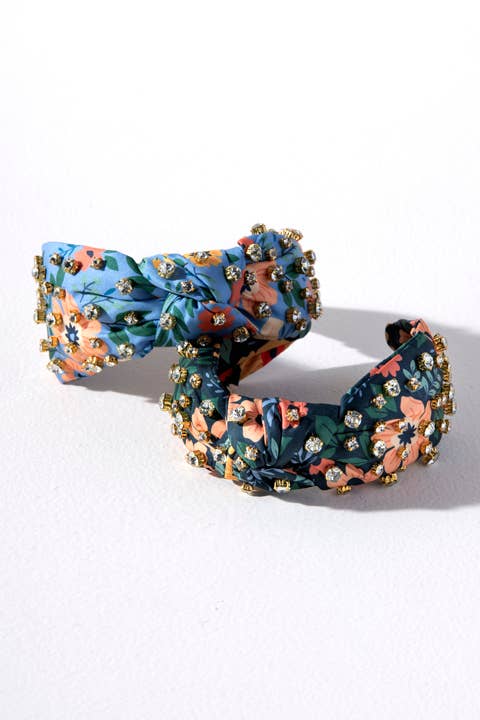 FLORAL EMBELLISHED KNOTTED HEADBAND