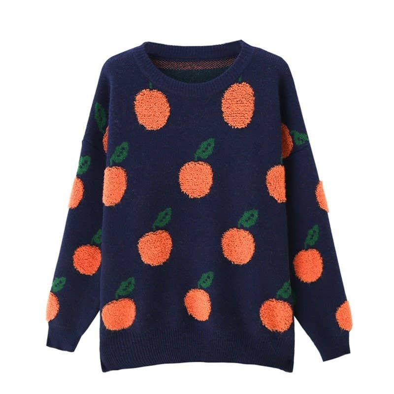 Tangerine patterned knitted sweater