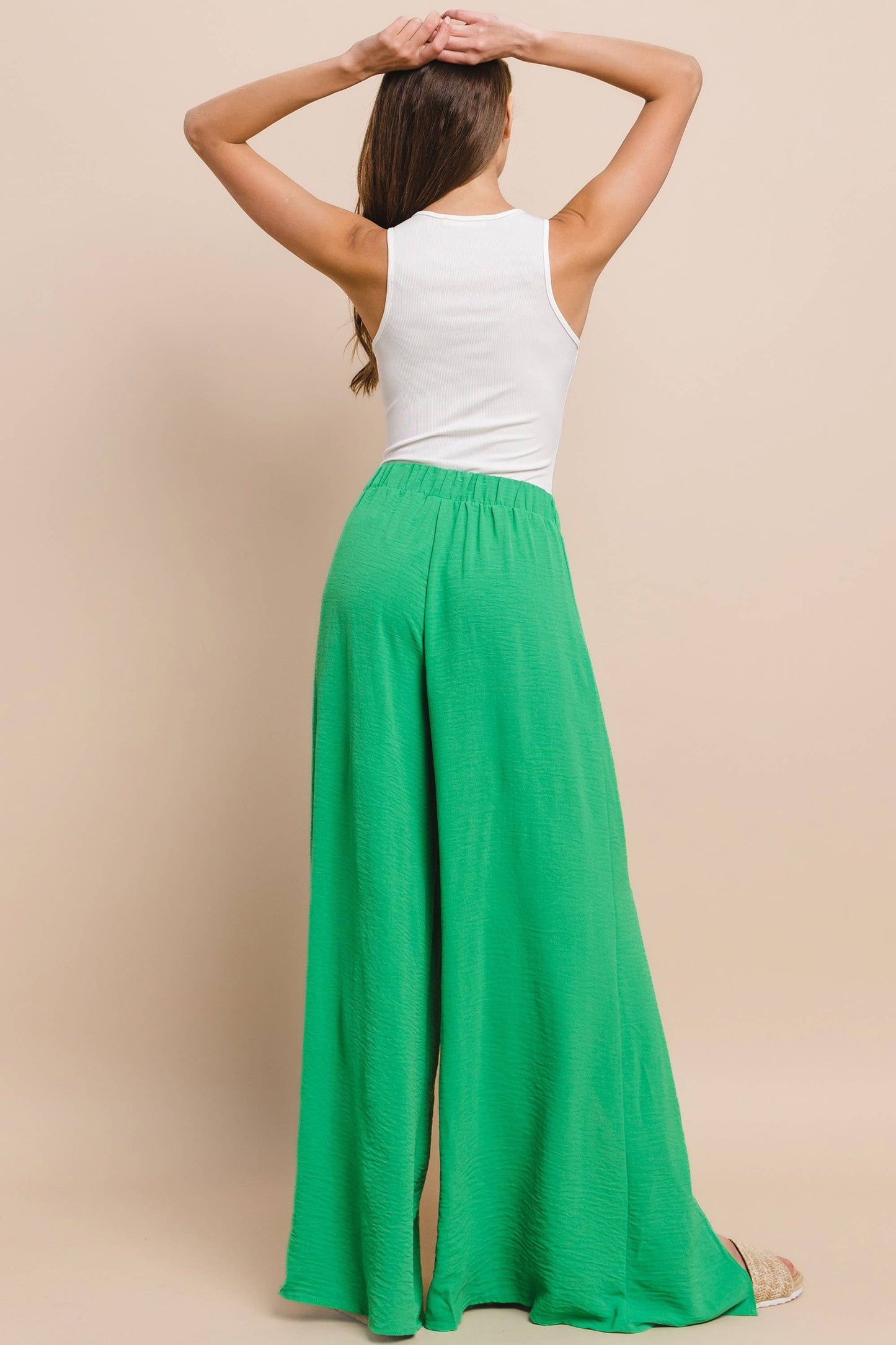 SOLID CREPE PALAZZO PANTS - ORANGE 2327