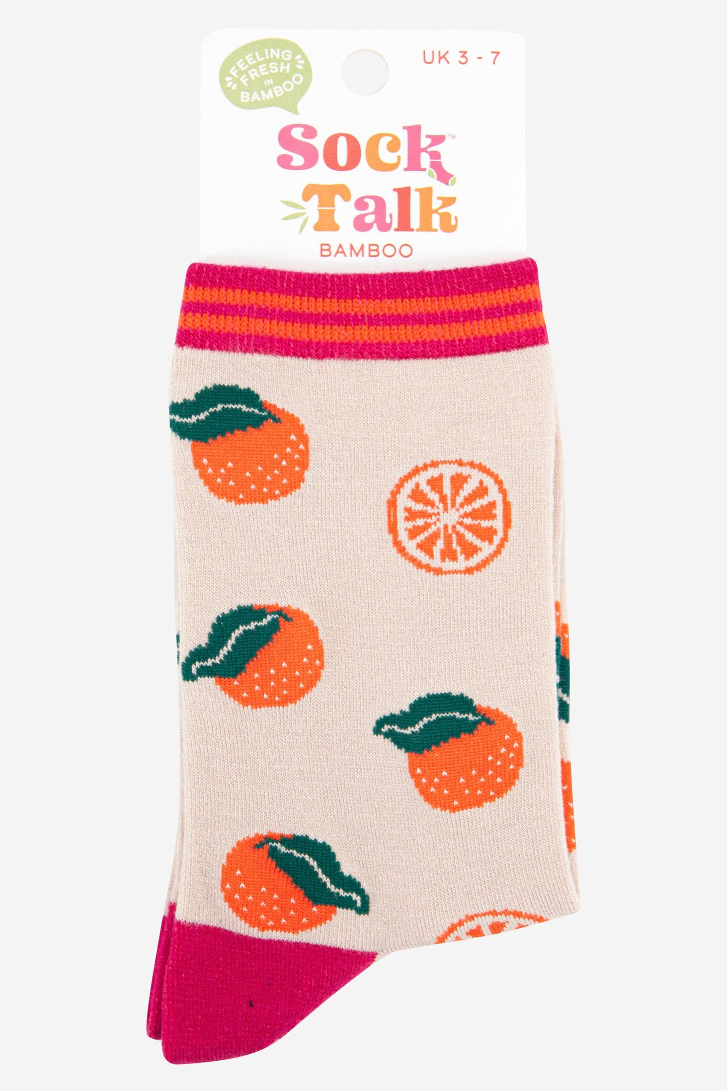 Women's Orange Fruit Bamboo Socks: UK 3-7 | EU 36-40