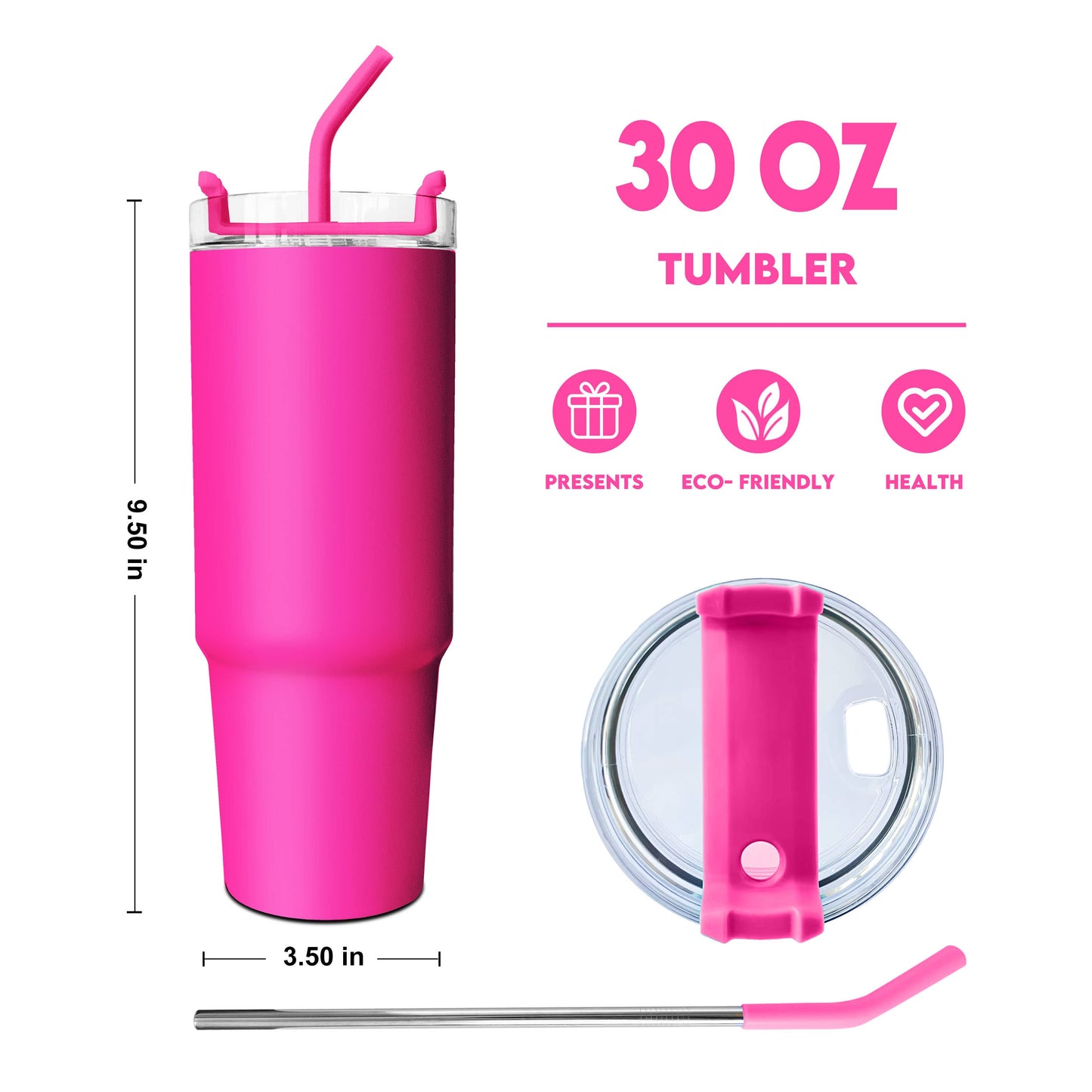 30 OZ Travel Tumbler with Romantic Flower Blooming for On-the-Go