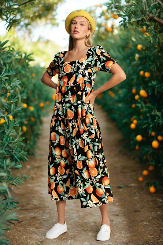 Orange Grove Dress with Pockets