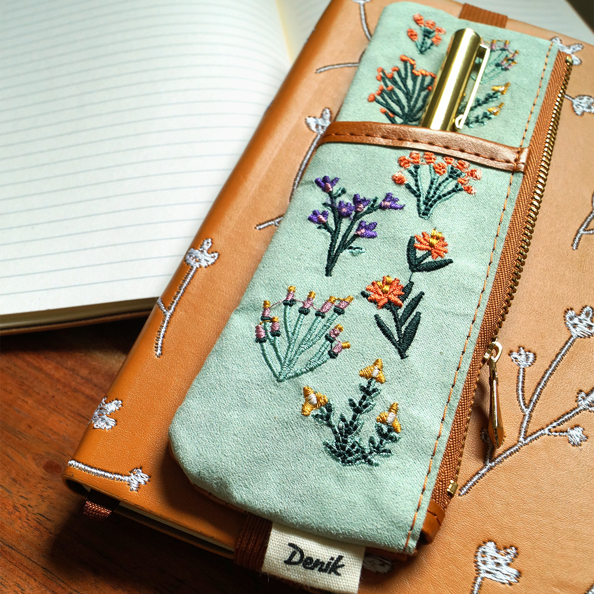 Petite Blooms Embroidered Notebook Pouch