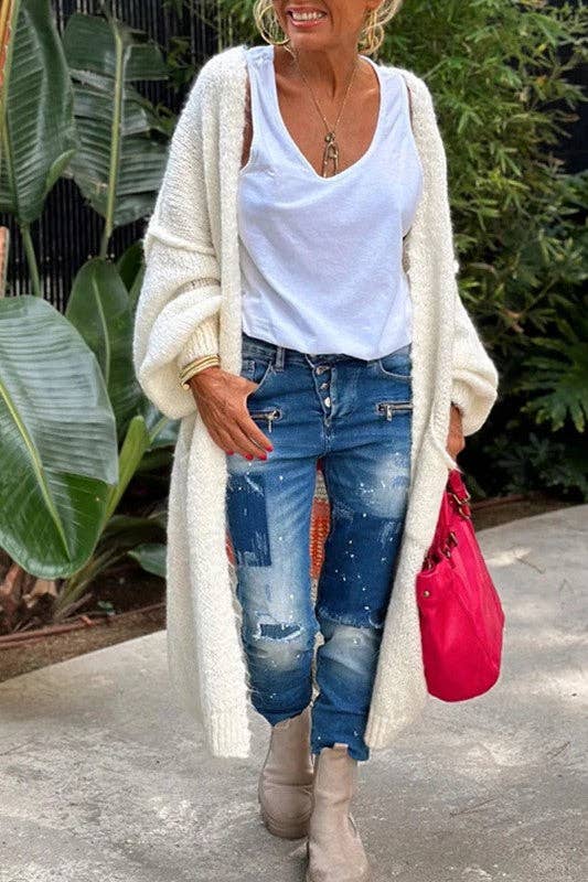 Love & Peace Exposed Seam Long Maxi Knit Cardigan