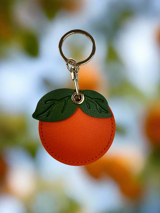 Orange Leather Bag Charm