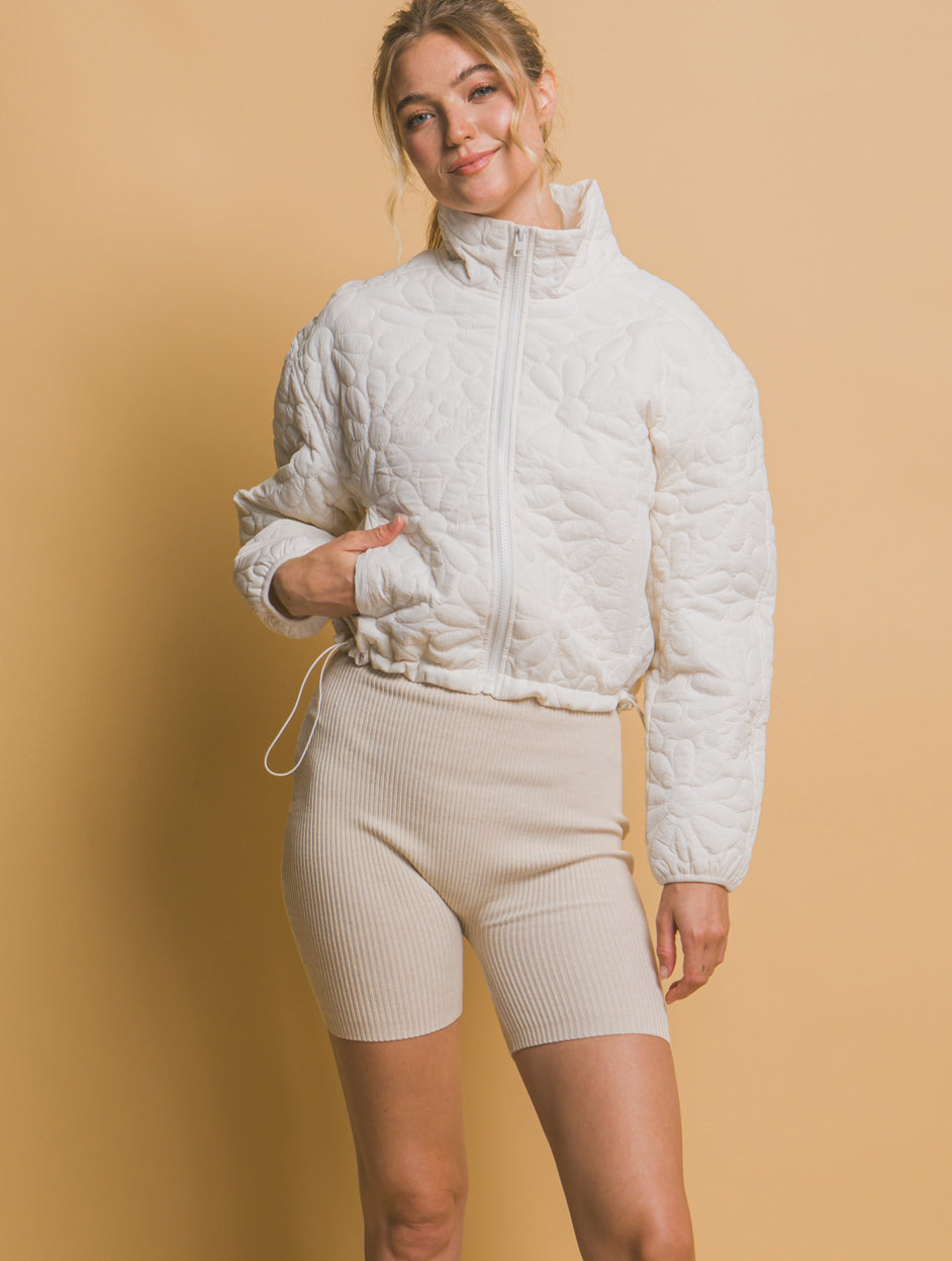 Floral Quilted Zip-Up Jacket