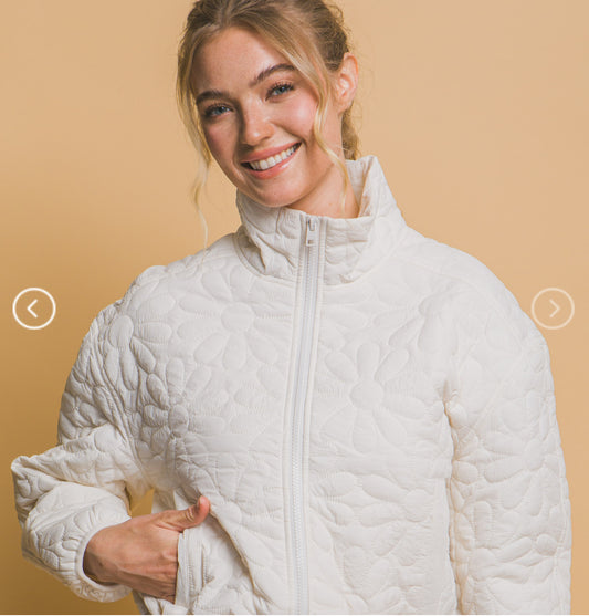Floral Quilted Zip-Up Jacket