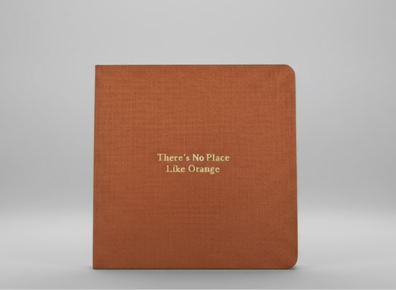 There's No Place Like Orange Foil Embossed Square Linen Notebook
