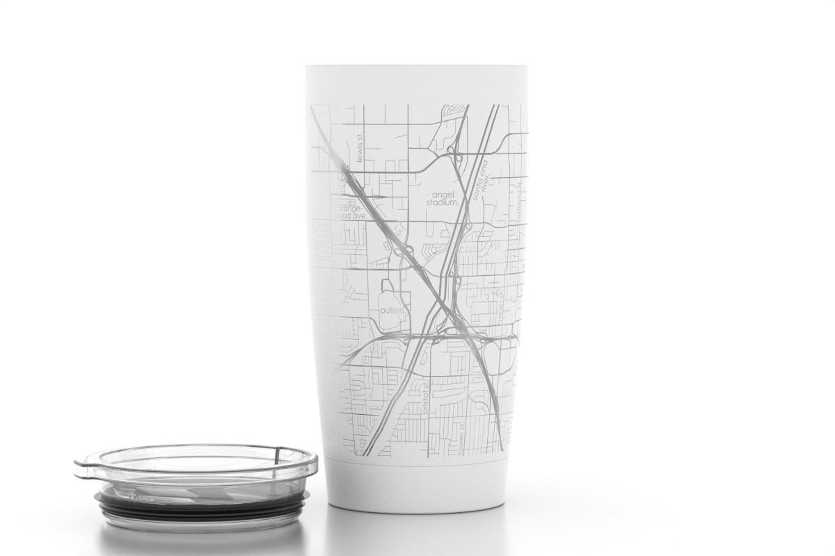 Custom Etched Orange Map Travel Tumbler- 20 oz