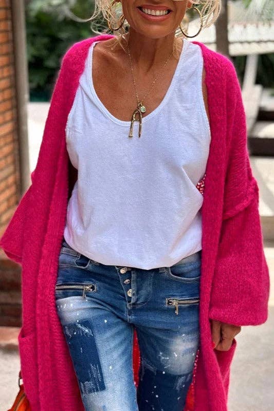 Love & Peace Exposed Seam Long Maxi Knit Cardigan