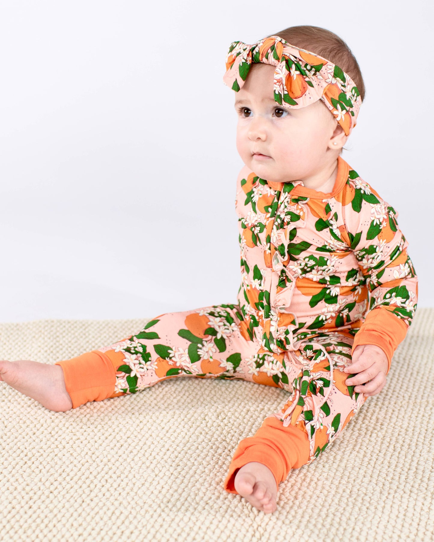 Orange Blossoms Pajamas w/ Ruffles