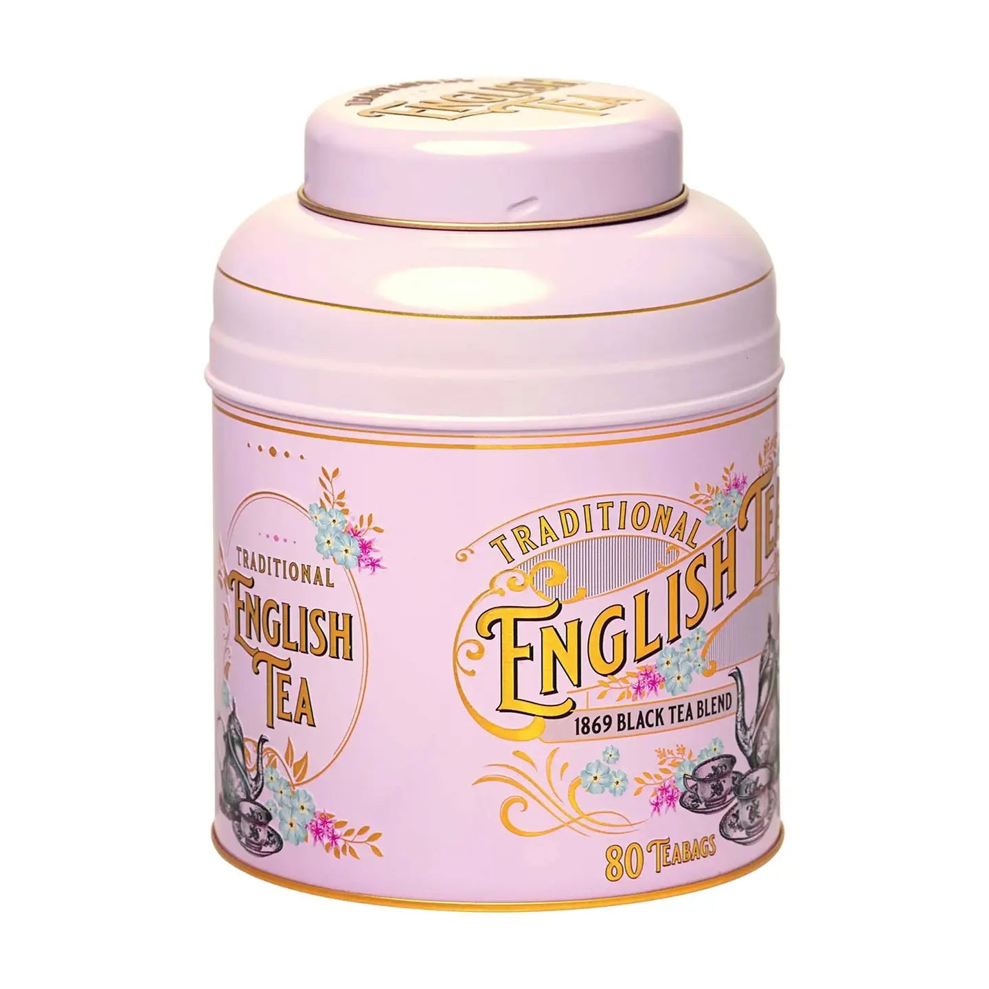 English Rose Pink Victorian Tea Caddy with Black Tea Teabags