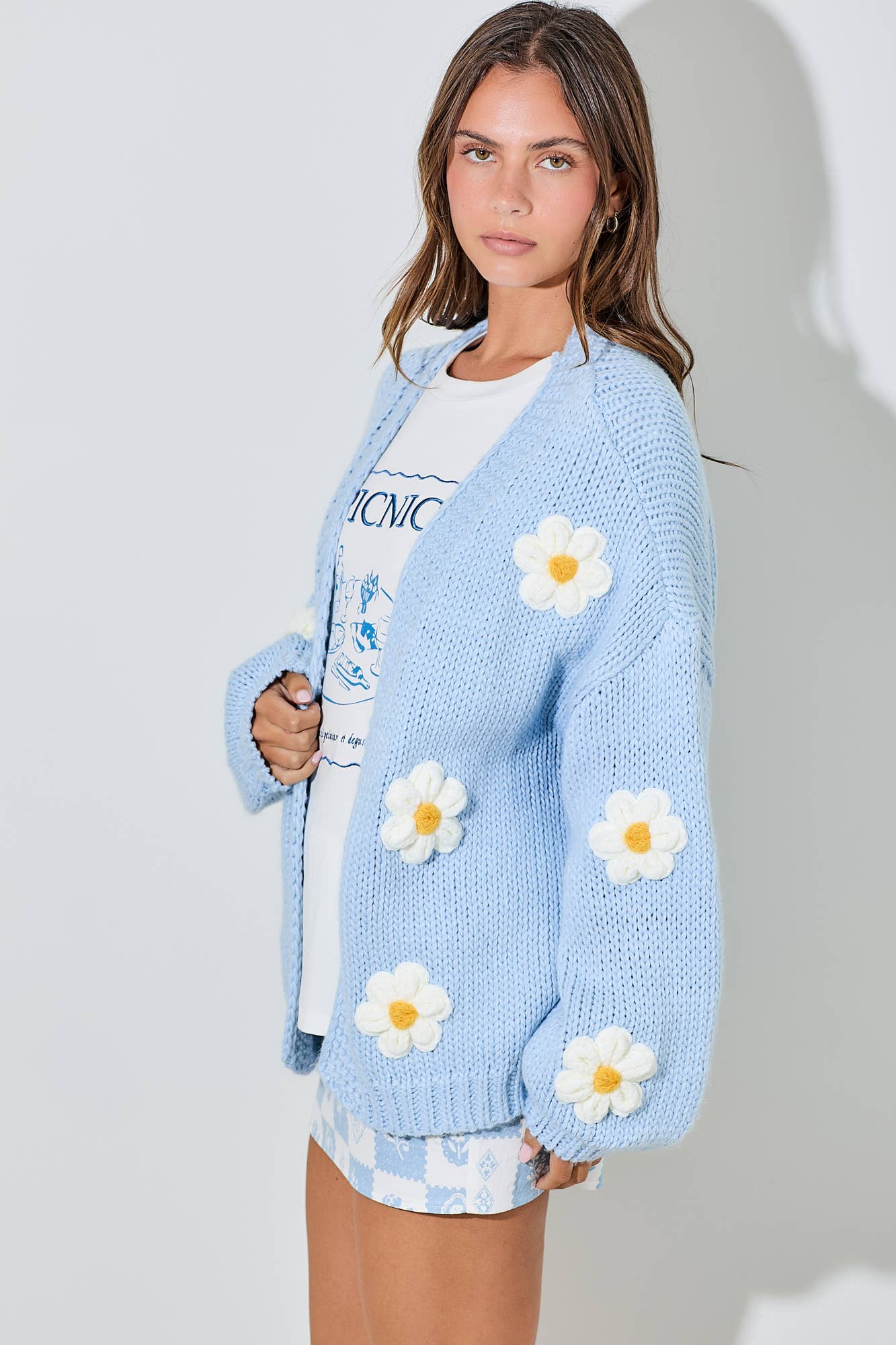 Sweater Knit Cardigan - Long Bubble Sleeve