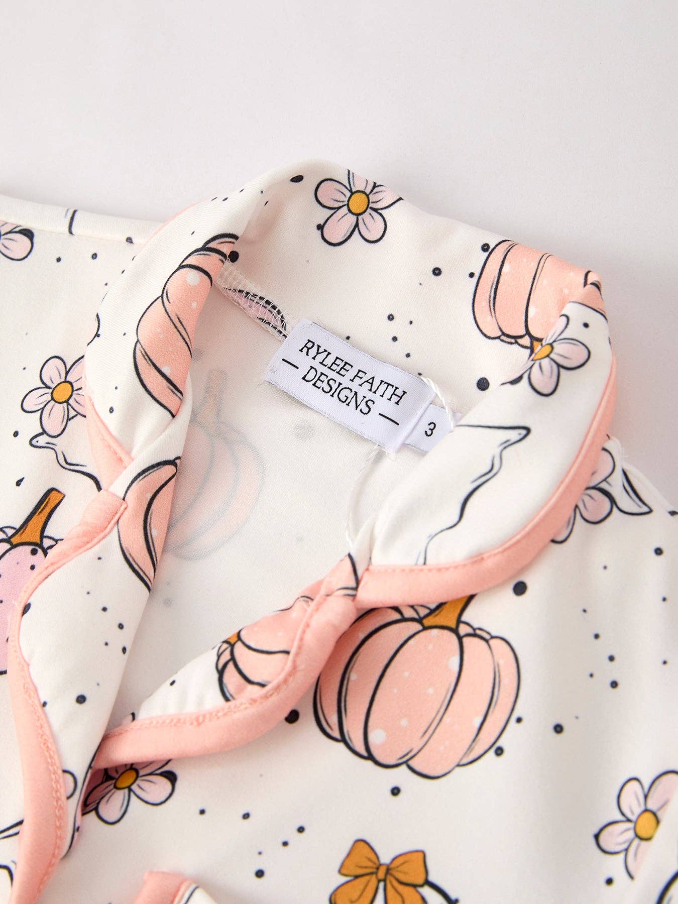Halloween Ghost Pumpkin Print Girls Pajama Set