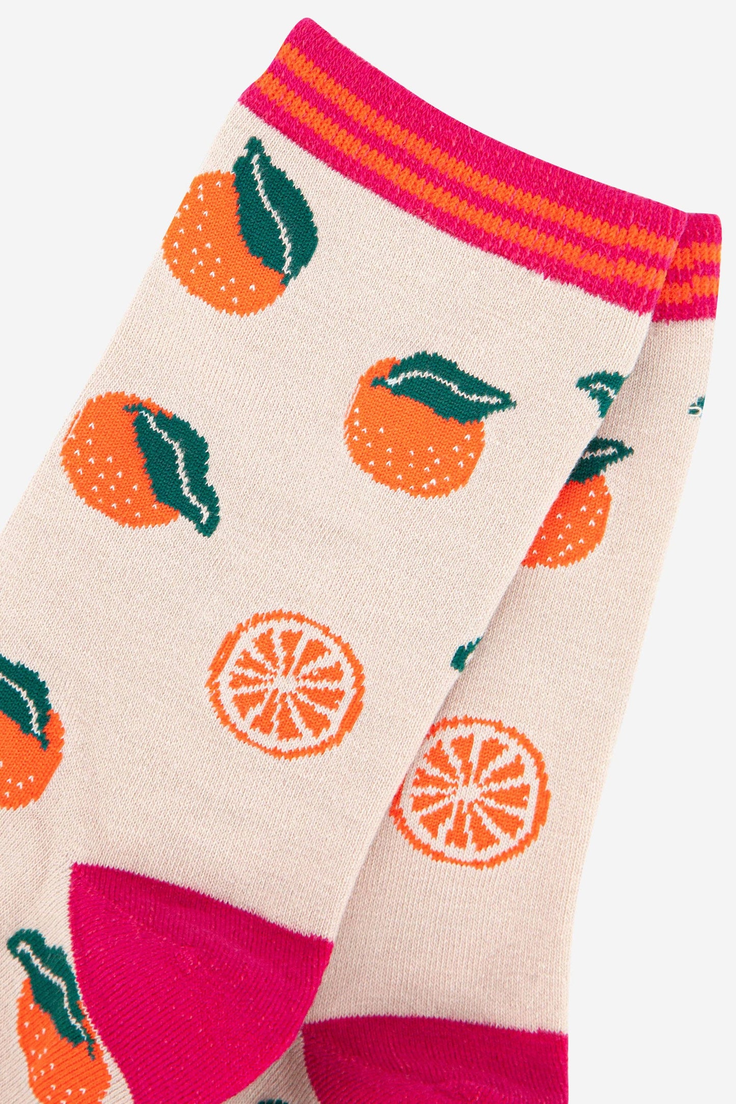 Women's Orange Fruit Bamboo Socks: UK 3-7 | EU 36-40