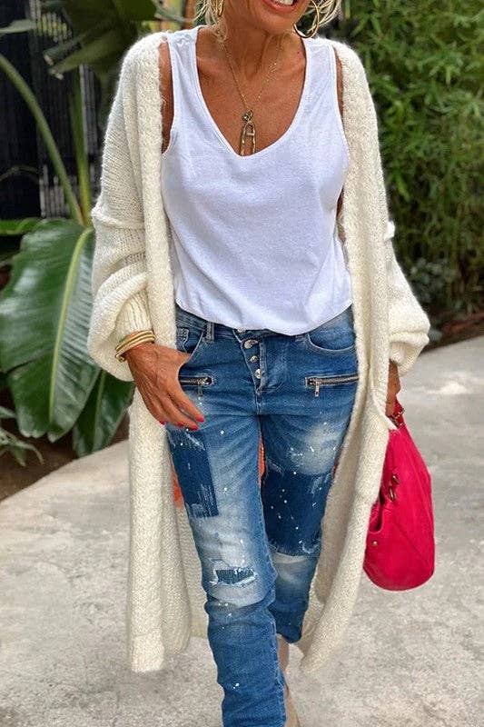 Love & Peace Exposed Seam Long Maxi Knit Cardigan