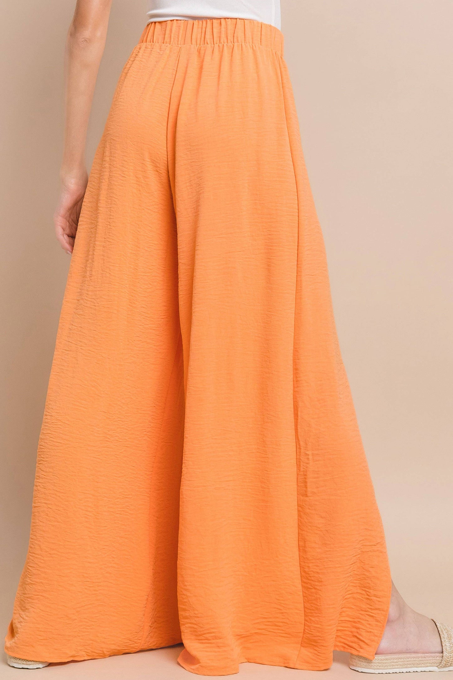 SOLID CREPE PALAZZO PANTS - ORANGE 2327