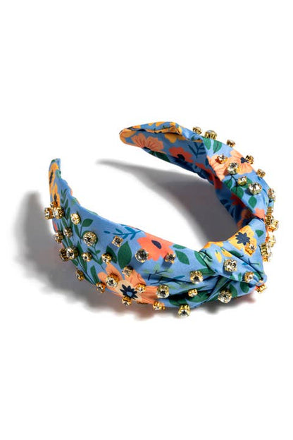 FLORAL EMBELLISHED KNOTTED HEADBAND