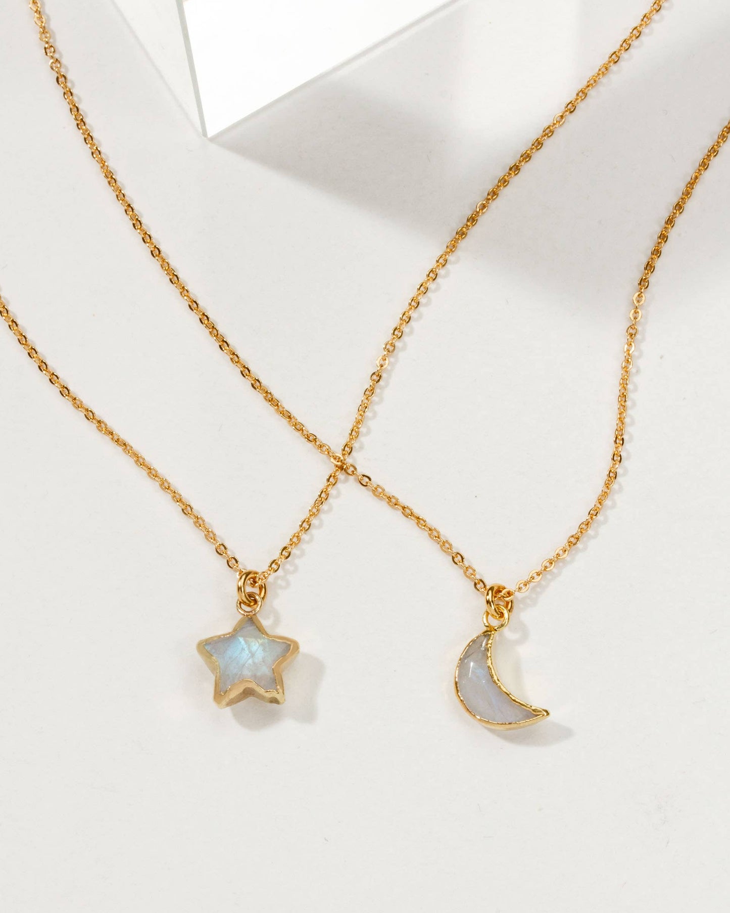 To the Moon and Back Best Friend Necklace Set- Moonstone