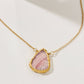 Earth, Wind and Fire Stone Necklace Gold- Rhodochrosite