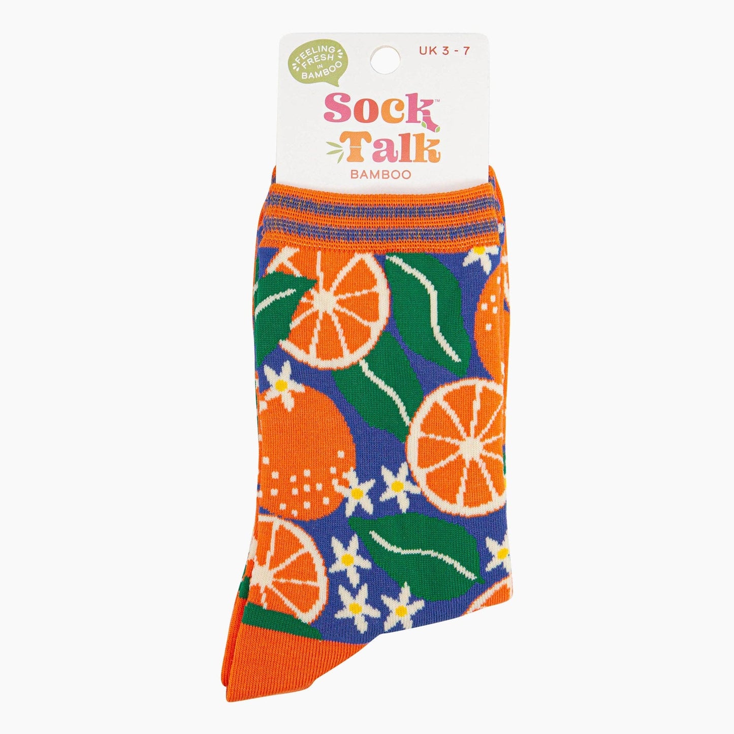 Women's Bamboo Socks - Blue, Orange Tree: Size US 5-9
