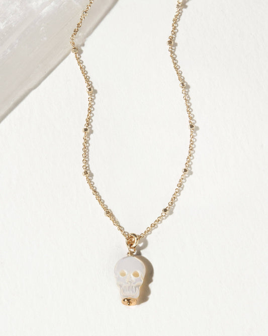 Sweet Misfit Skull Dainty Necklace - Mother of Pearl