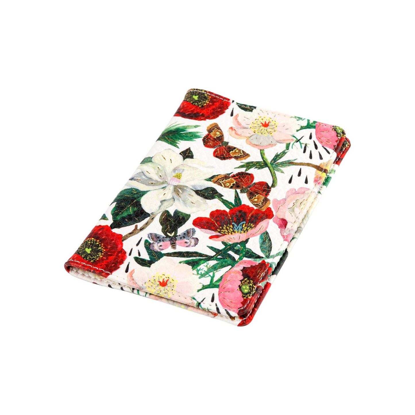 Vegan Leather Passport Cover - Peonies