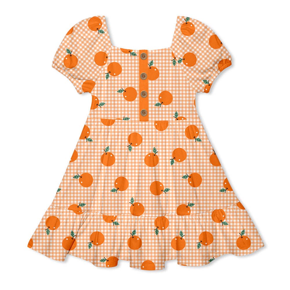 Girls Oranges Gingham Dress