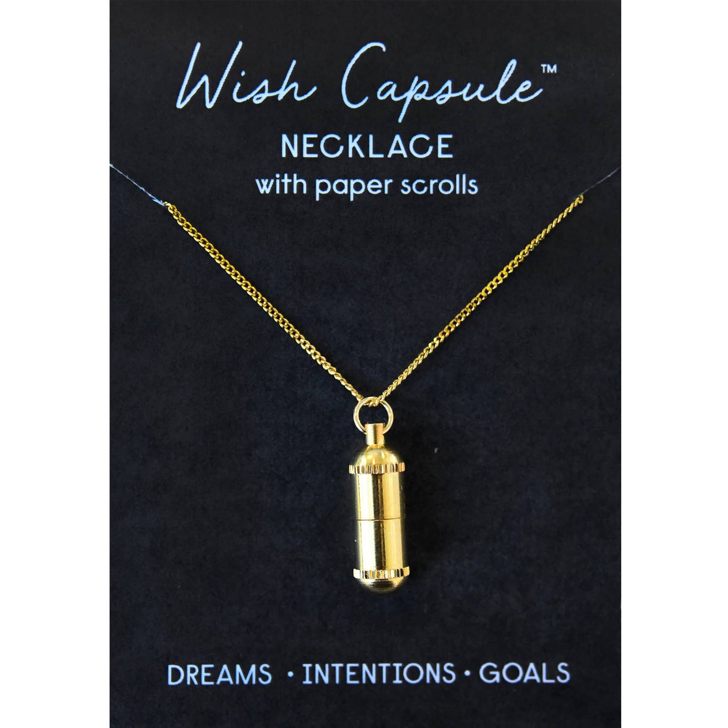 Wish Capsule Necklace w/ 3-Paper Scrolls - Gold Capsule
