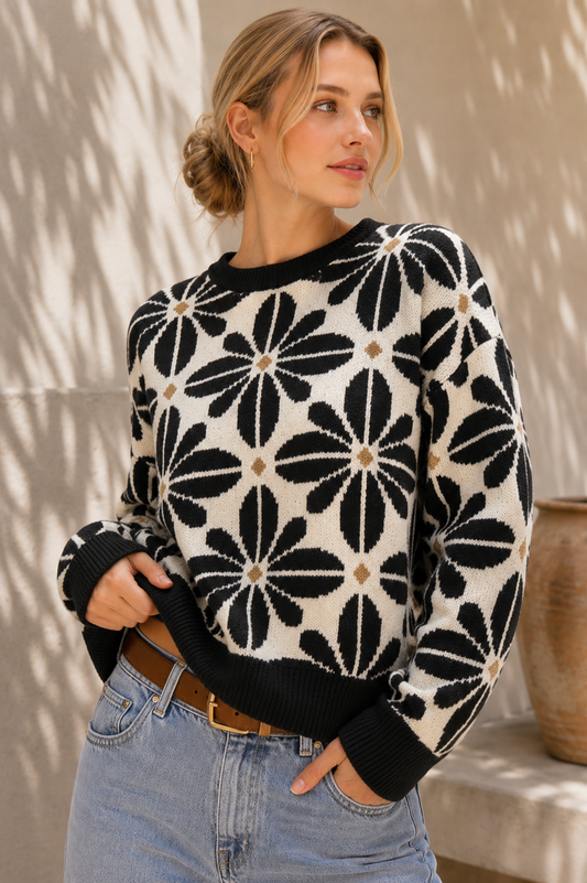 Dark Autumn Floral Sweater