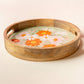 Bouquet Large Round Wood Enamel Tray