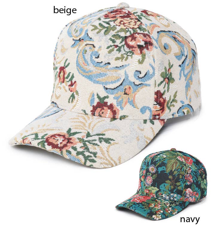 Floral Print in Brocade 5 Panel Baseball Cap