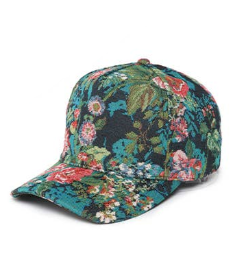 Floral Print in Brocade 5 Panel Baseball Cap