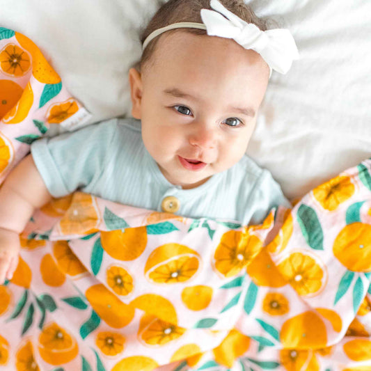 Bamboo Muslin Swaddle With Sliced Oranges