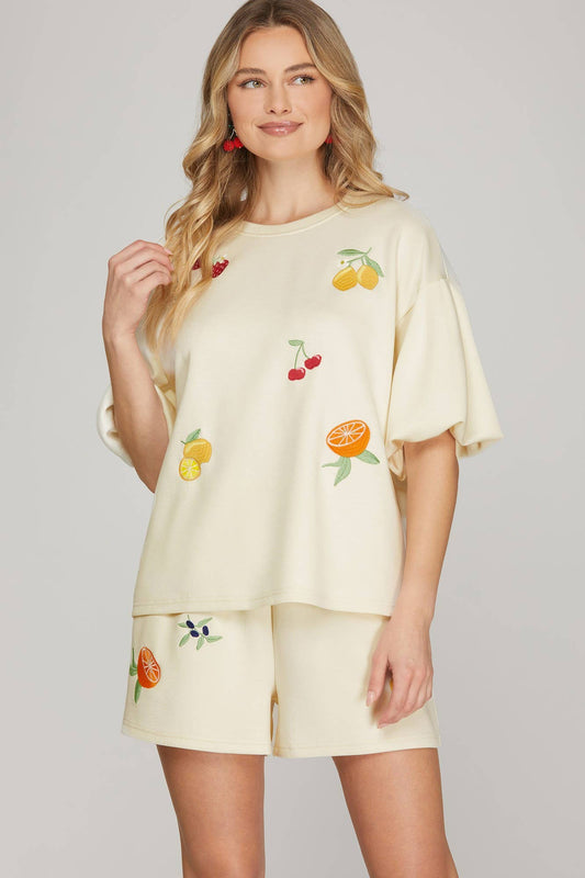 Fruity Embroidered Shorts Only