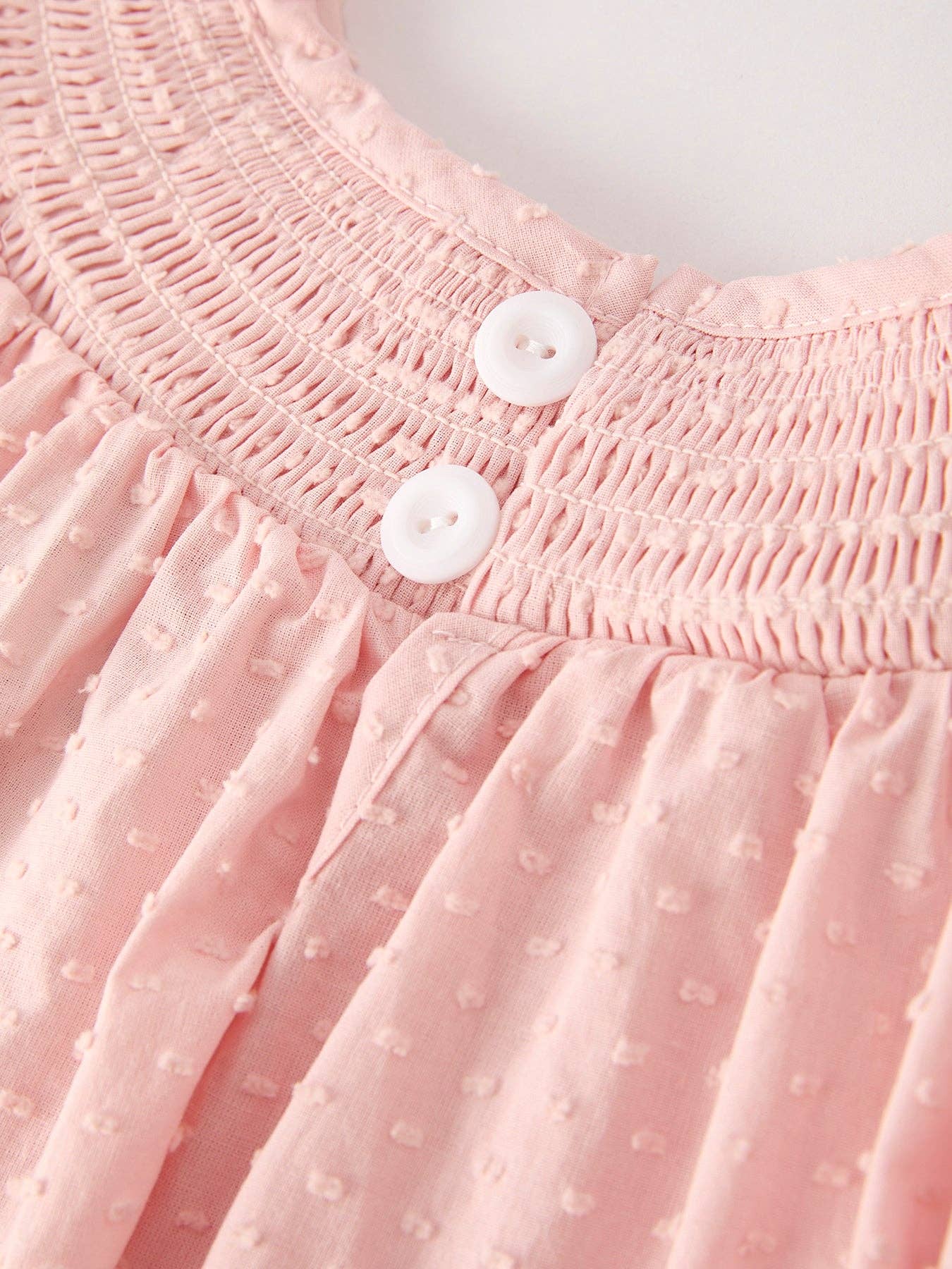 Autumn Halloween Light Pink Ghost Embroidery Smock Girl Dress