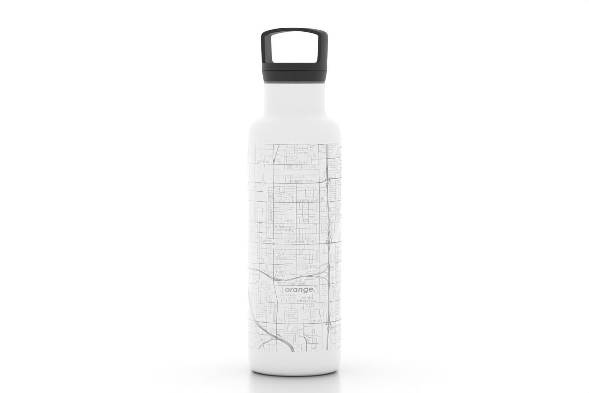 Custom Etched Orange Map Insulated Water Bottle- 21oz