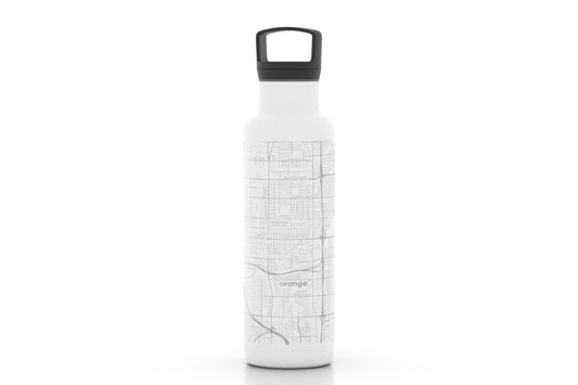 Custom Etched Orange Map Insulated Water Bottle- 21oz