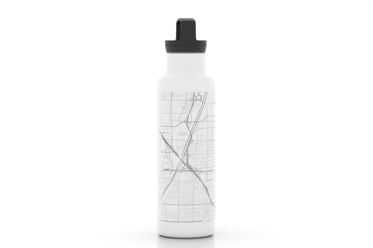Custom Etched Orange Map Insulated Water Bottle- 21oz