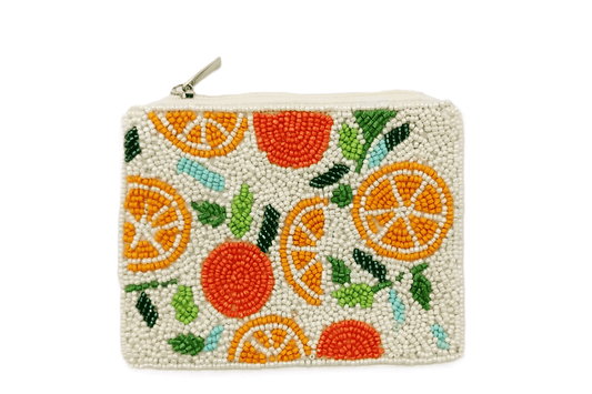 Oranges Beaded Coin Purse 