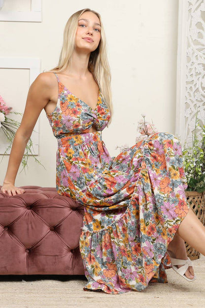 TWIST FRONT CUT OUT TIERED MAXI DRESS